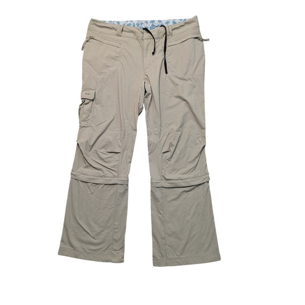 REI Zip off capri lightweight khaki/Tan hiking/travel pants, Women's size 14